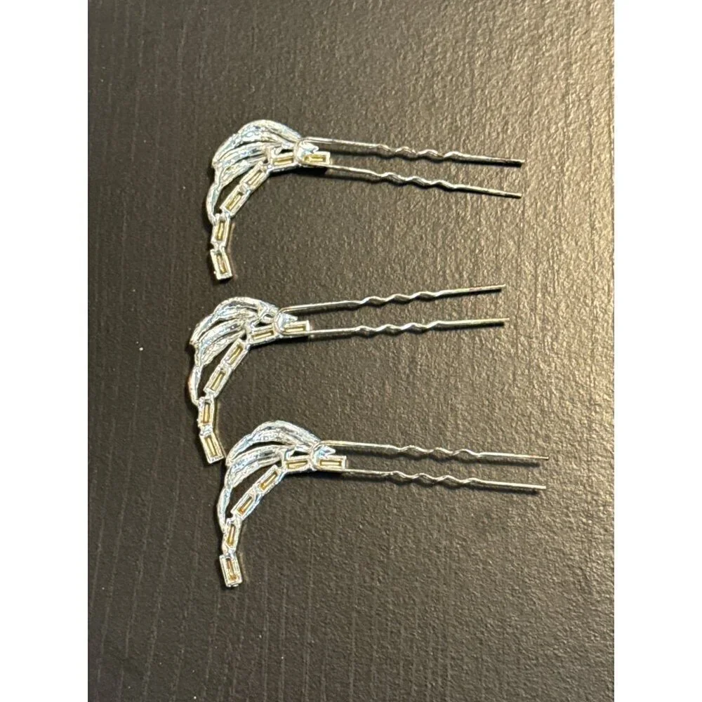 Set Of 3 Rhinestone Crystal Hair Pins Elegant Hair Accessories For Special Event